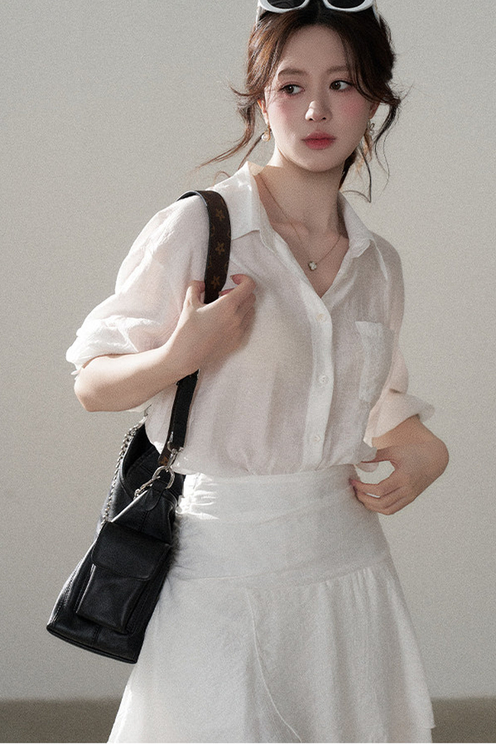White Shirt and Skirt Set