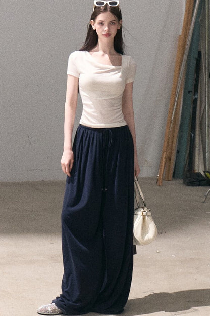 Lyocell Wool Twist-Neck Top