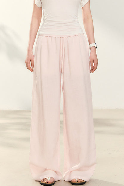 Light Pink Tencel Linen Parachute Pants
