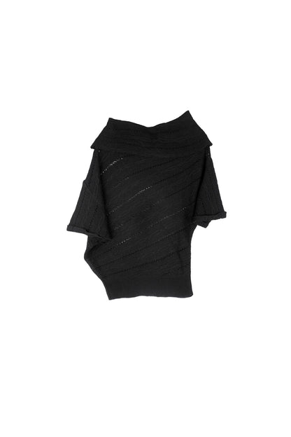 Hollow-Out Knit Top and Satin Bodycon Skirt Set-Up