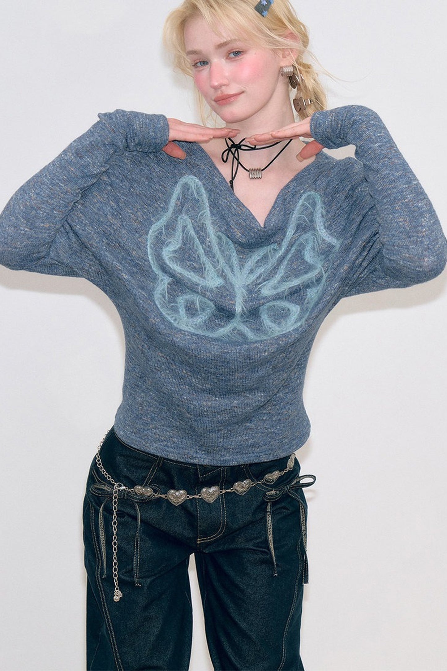 Retro Butterfly Knit Top