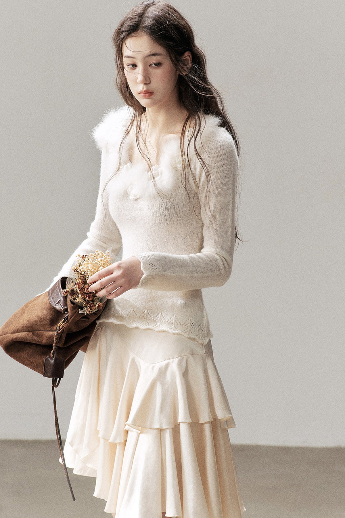 Wool Floral Knit Top