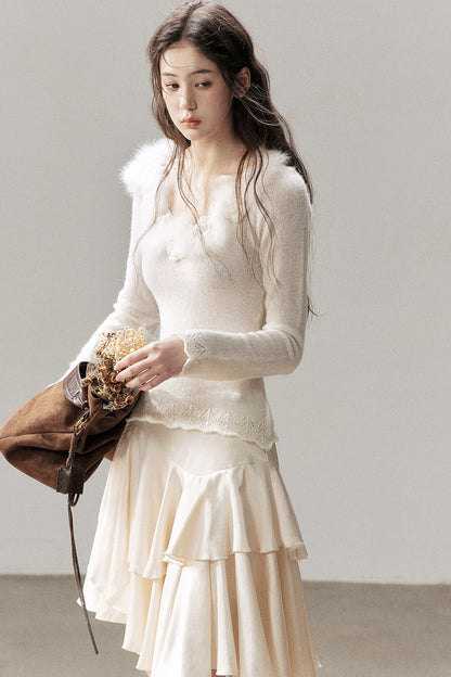 Wool Floral Knit Top
