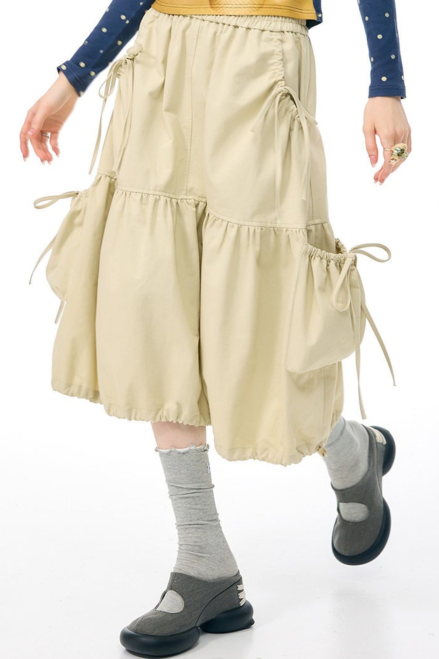 Khaki Drawstring Skirt
