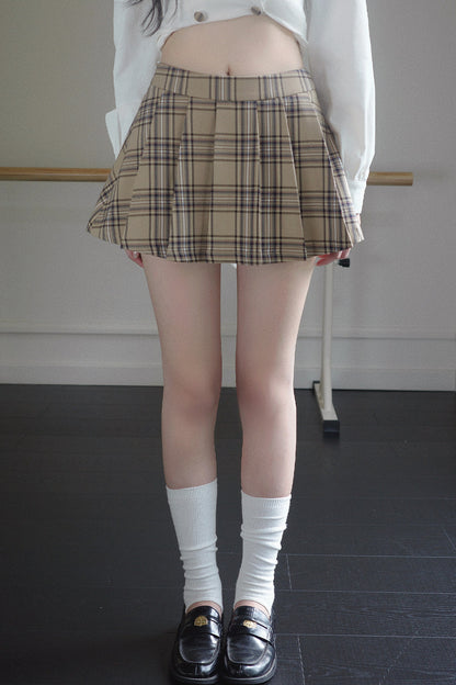 British-Style Pleated A-Line Skirt