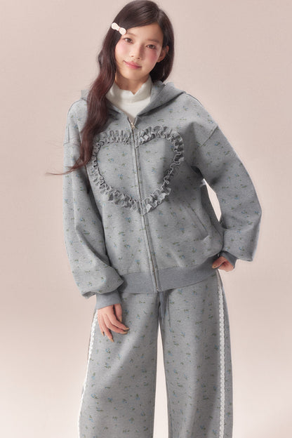 Floral Heart Hoodie and Scimitar Pants Set-Up