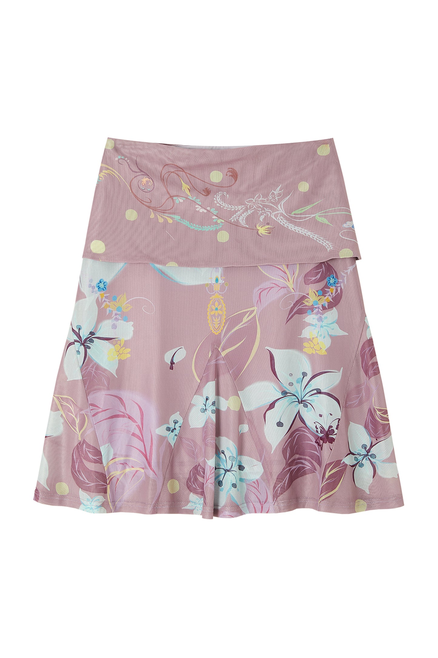 Retro Smudged Floral Chiffon Strap Mesh Skirt Set-Up