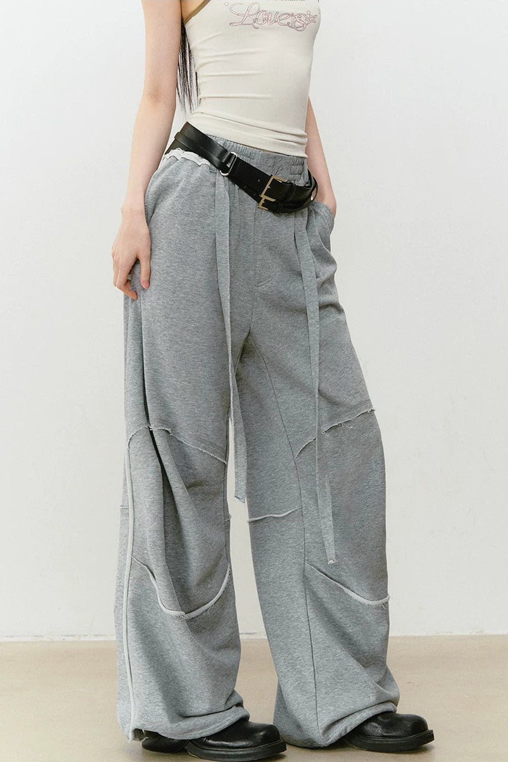 Color-Blocked Frayed Sweatpants