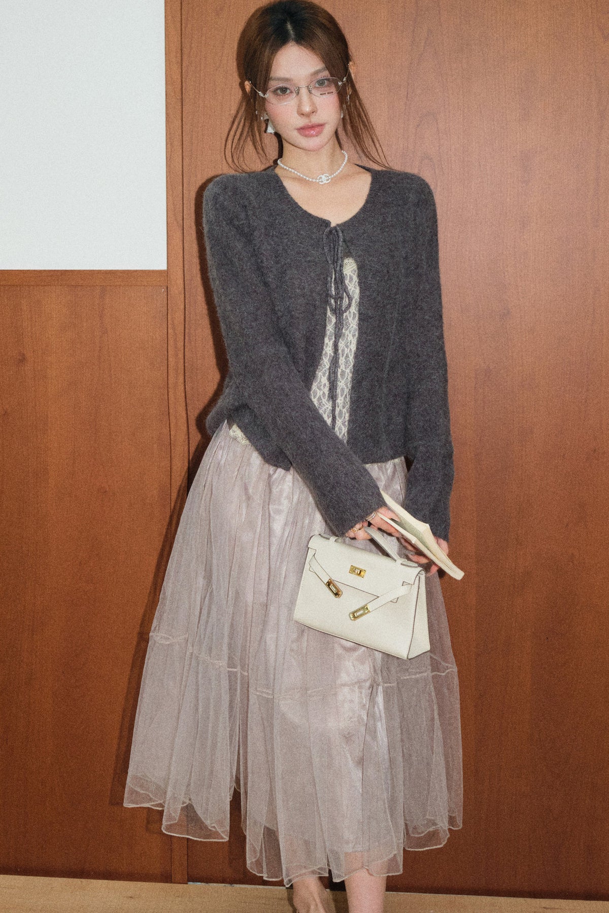 Lace Cardigan and Skirt Set-Up