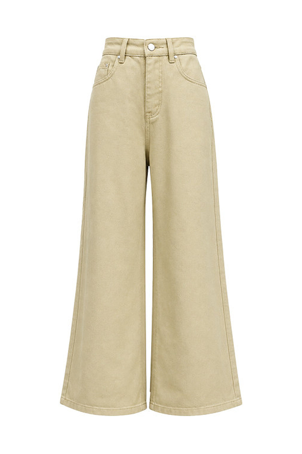 Gray Cardigan and Khaki Flared Jeans Set-Up