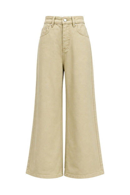 Gray Cardigan and Khaki Flared Jeans Set-Up