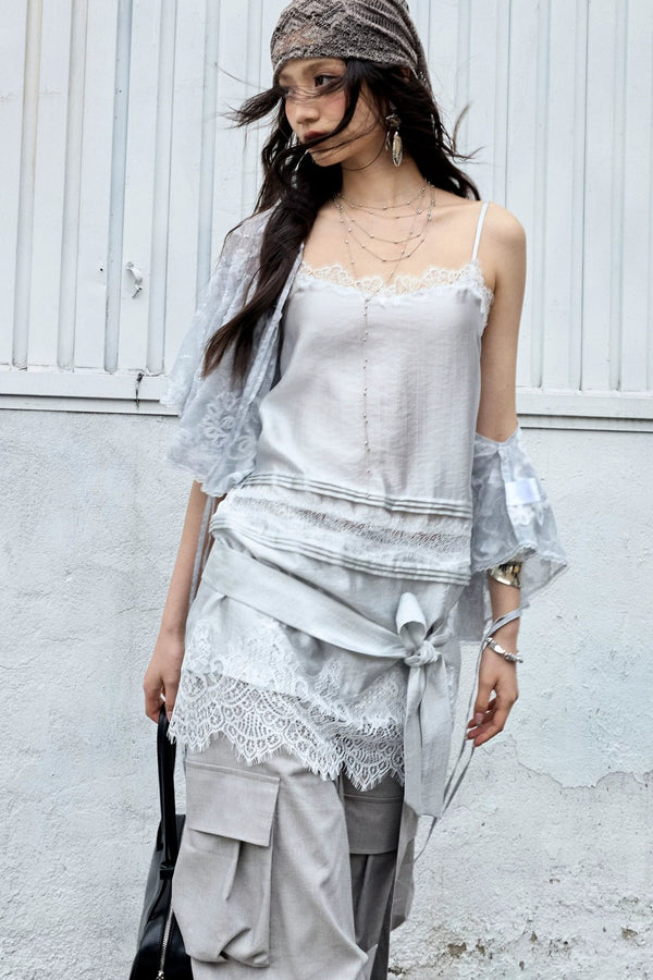 Lace Textured Satin Camisole