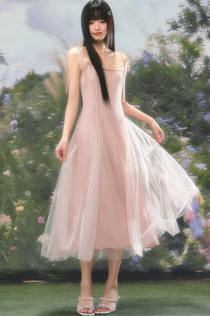 Atmospheric Pink Mesh Dress