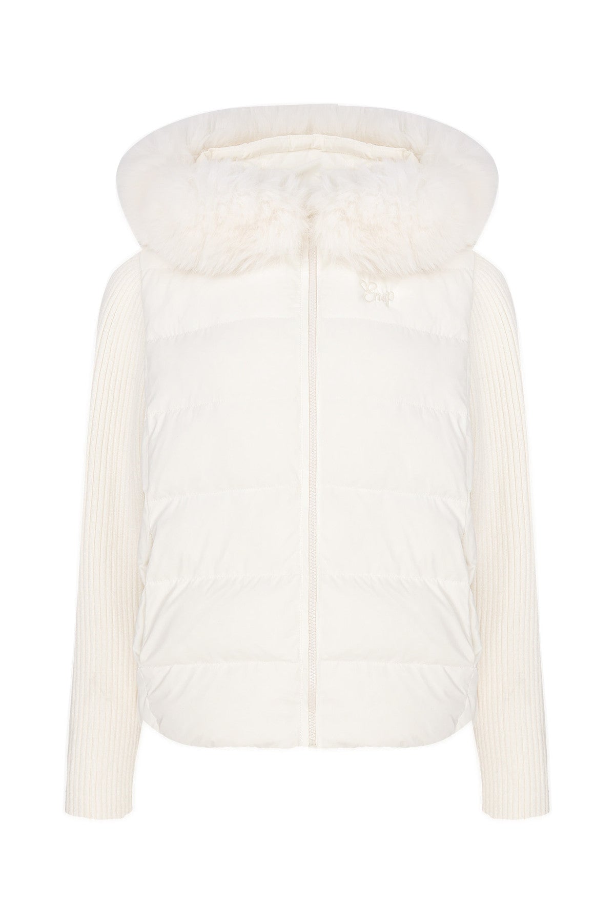 Hooded Knitted Sleeve Down Jacket and Pants Set-Up