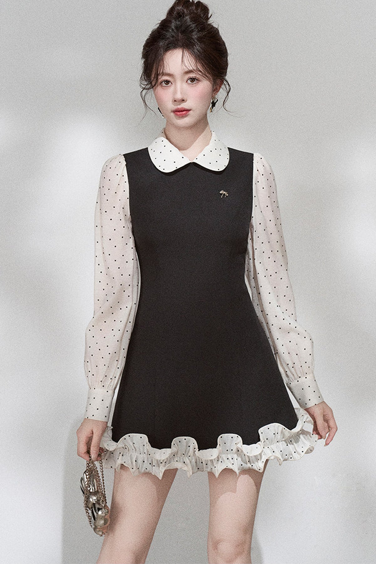 Doll Collar Layered-Look Dress