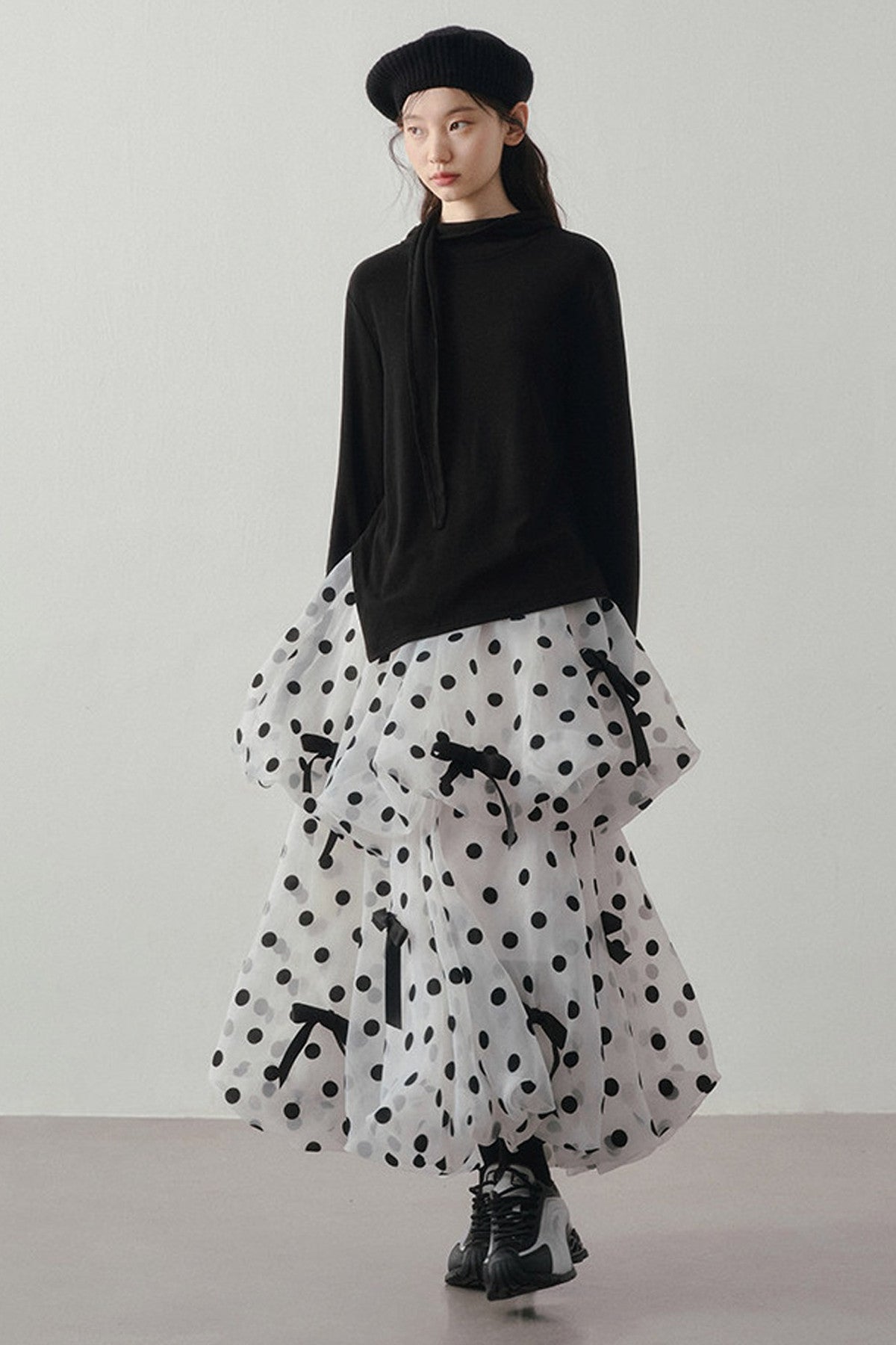 Polka Dot Tiered Bow Skirt