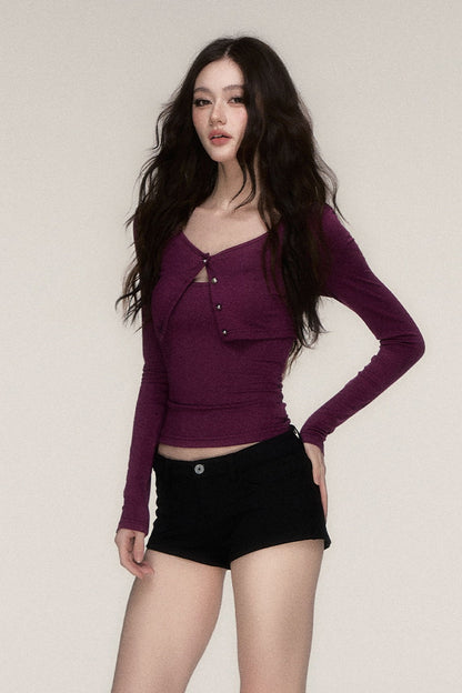 Long-Sleeved Top and Camisole Set