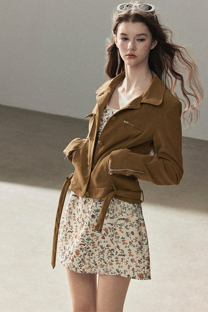 Veste courte style daim PU