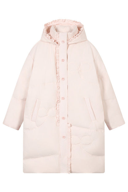 Cloud Pattern Quilted Long Down Jacket
