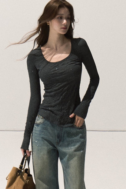 Silver Sprinkle Textured Knit Top