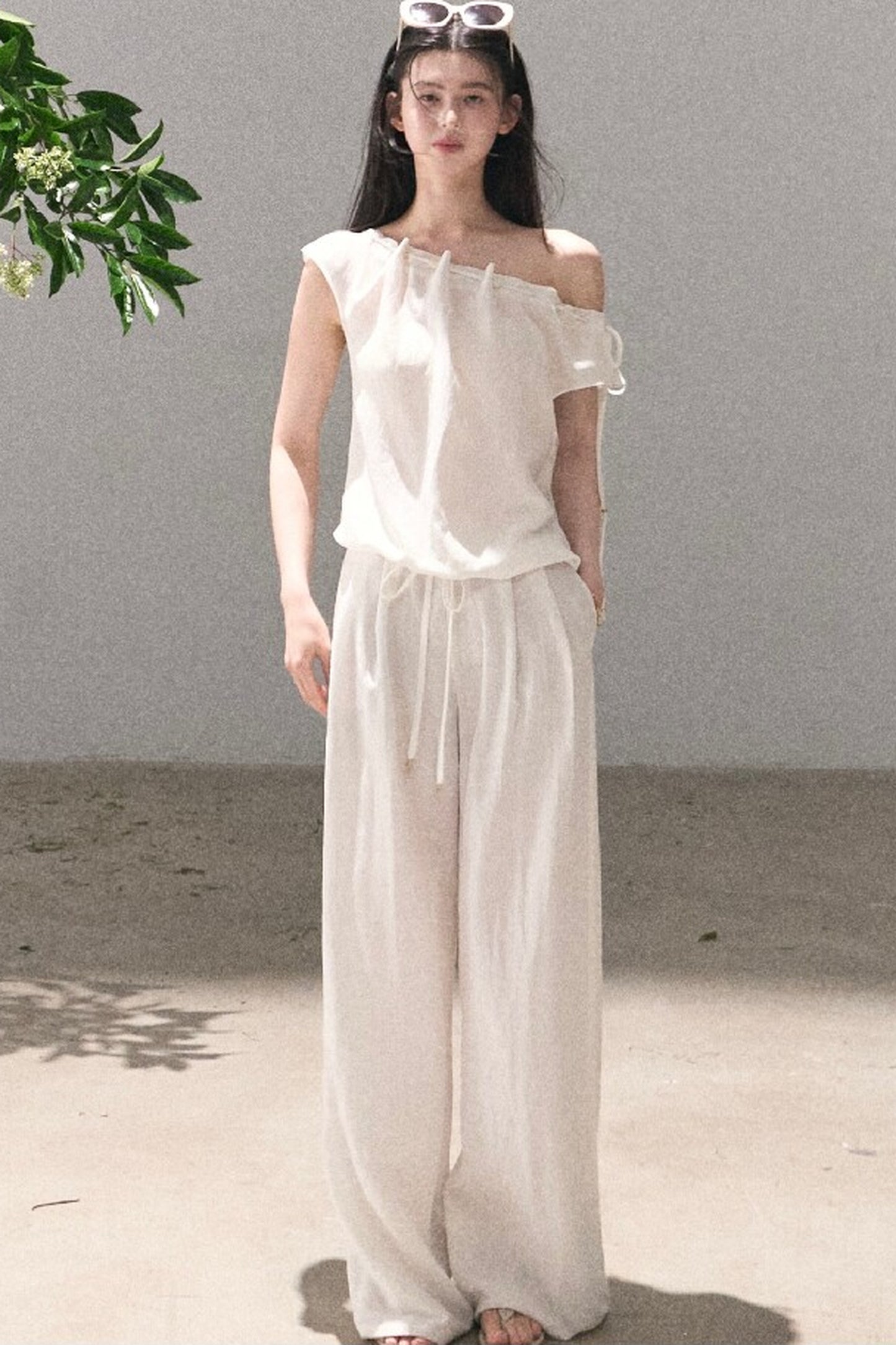 Lyocell Linen Wide-Leg Pants