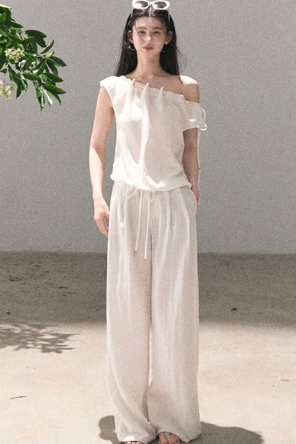 Lyocell Linen Wide-Leg Pants