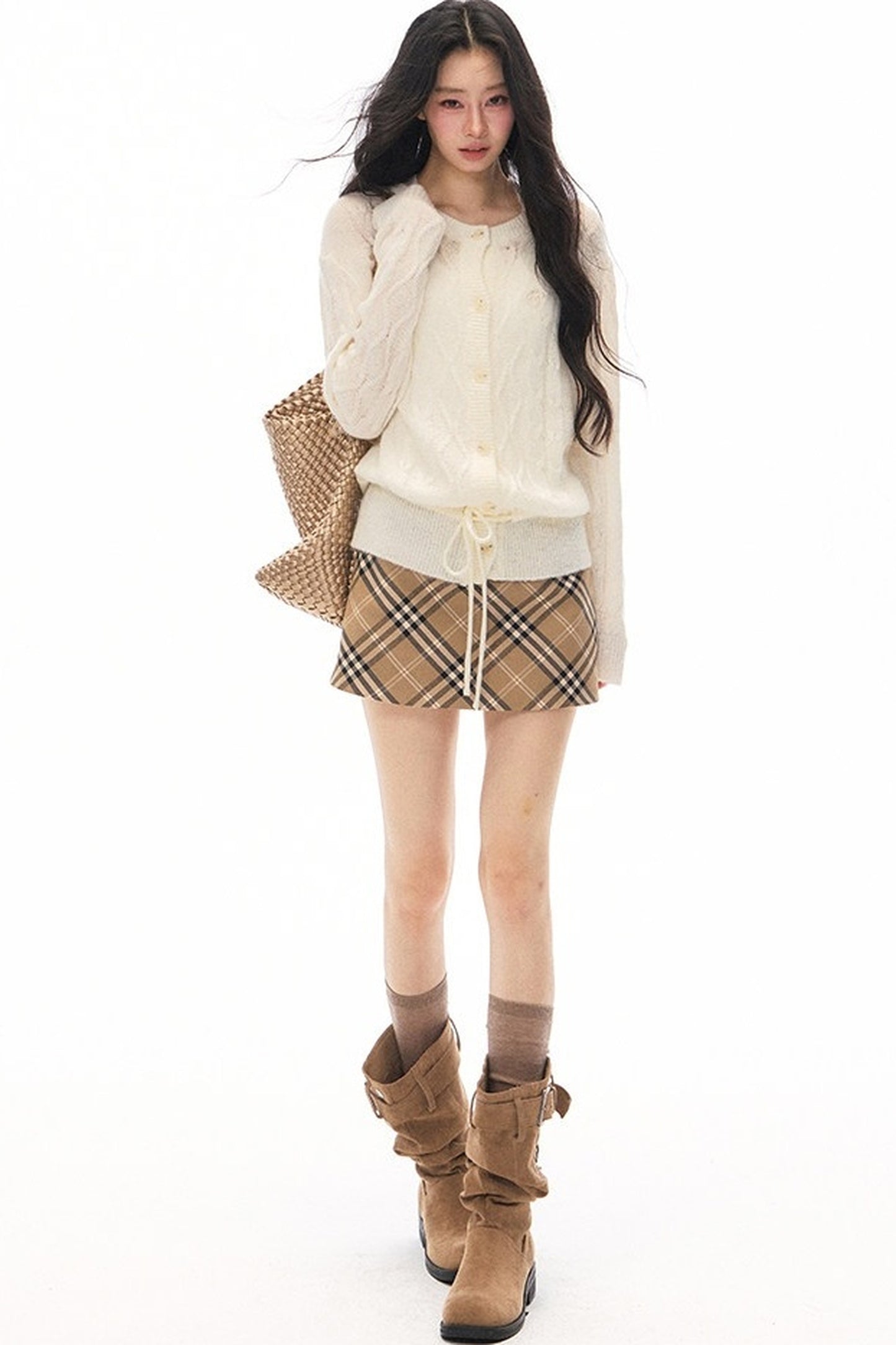 Early Autumn Knit Cardigan and Skirt Set-Up