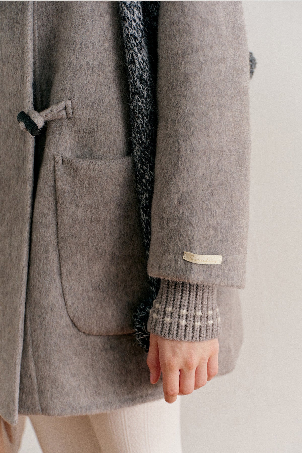 Hooded Horn Button Wool Coat