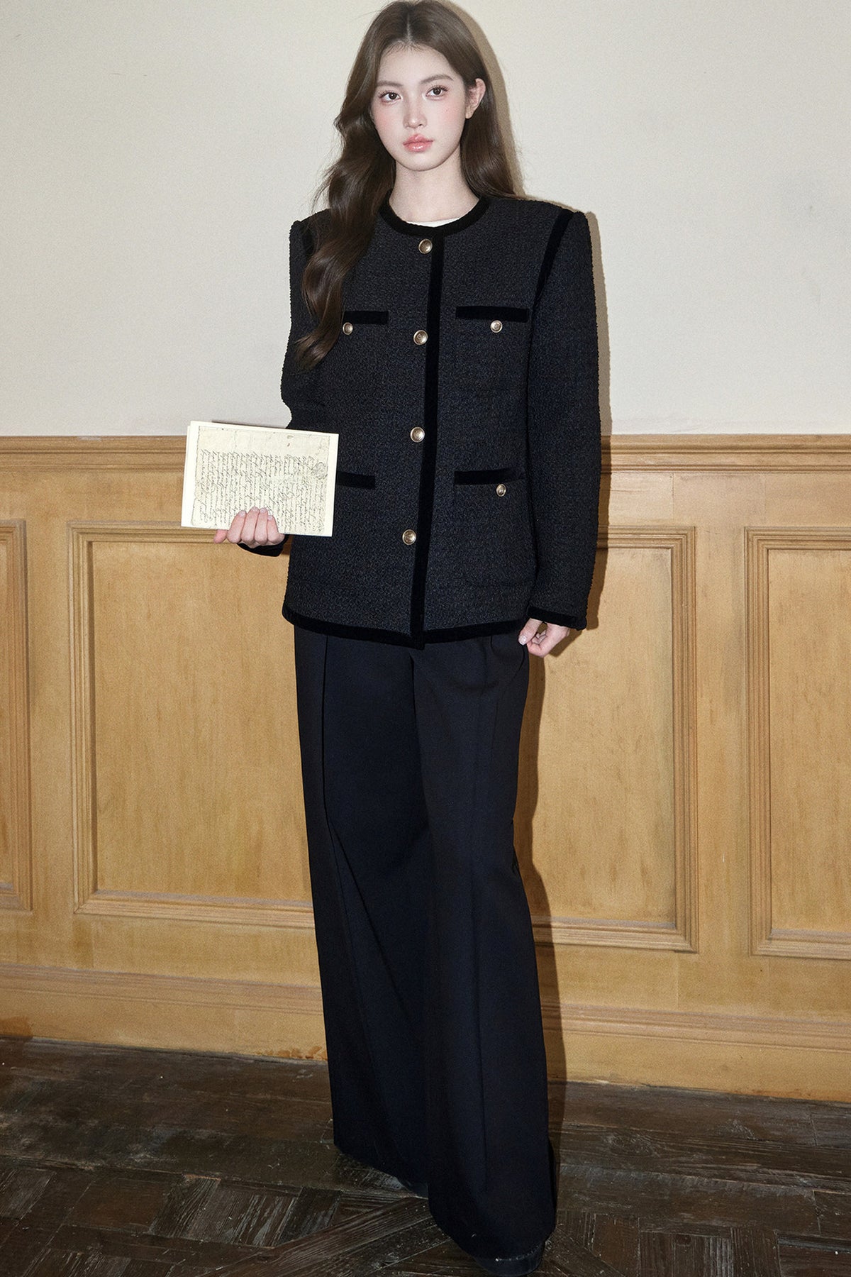 Pleated Wide-Leg Tencel Wool Pants