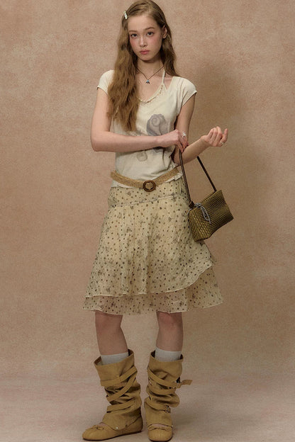 Retro Floral Asymmetrical Skirt