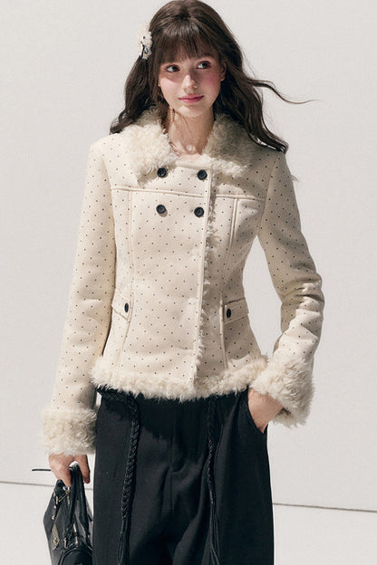 Polka Dot Faux Fur Jacket