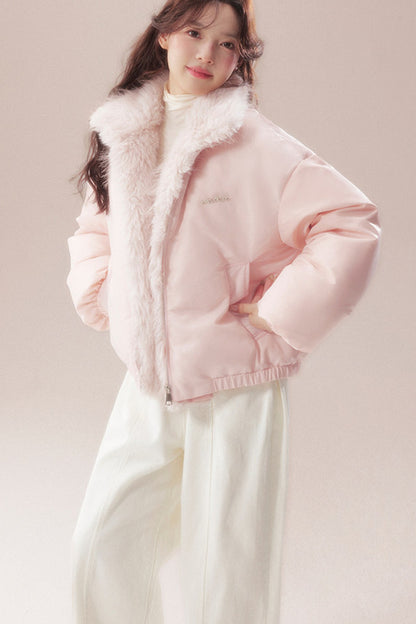 Patchwork Plush Down Jacket