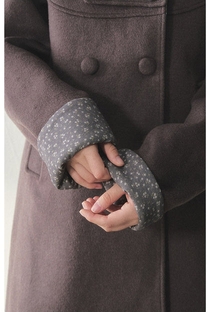 Double-Breasted Woolen Hooded Coat