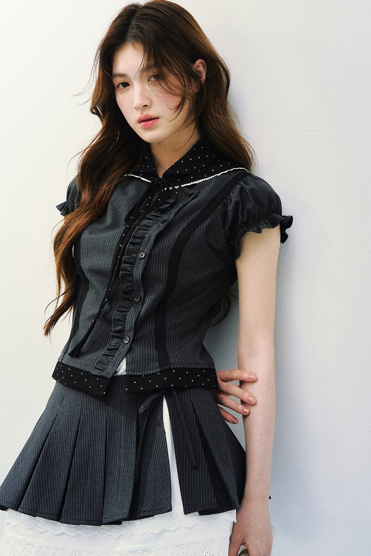 Striped Patchwork Blouse Set-Up