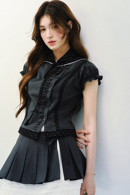 Striped Patchwork Blouse Set-Up