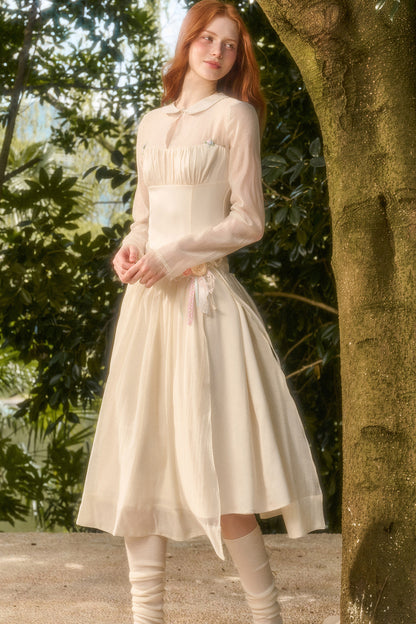 Satin Tencel Lapel Dress