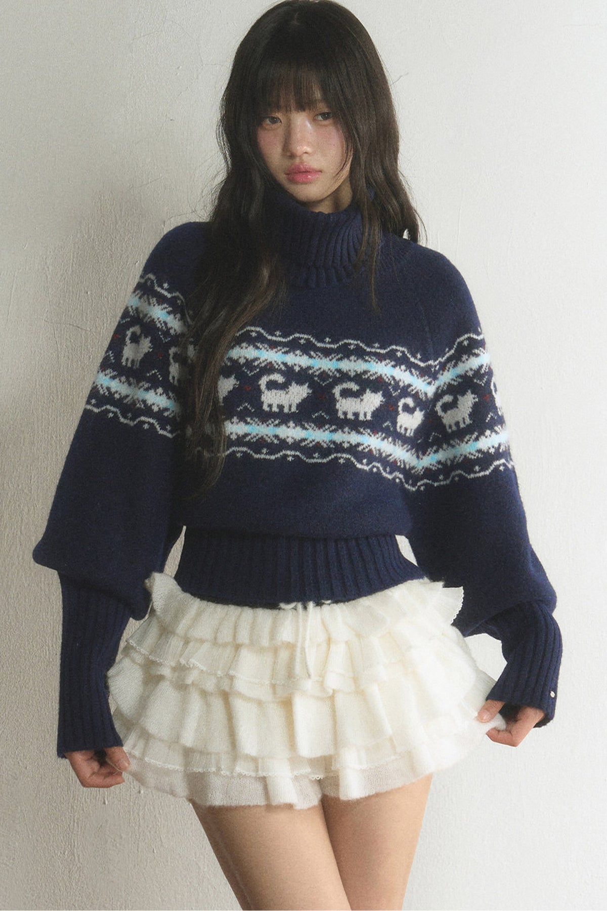 Fair Isle Cat Turtleneck Sweater