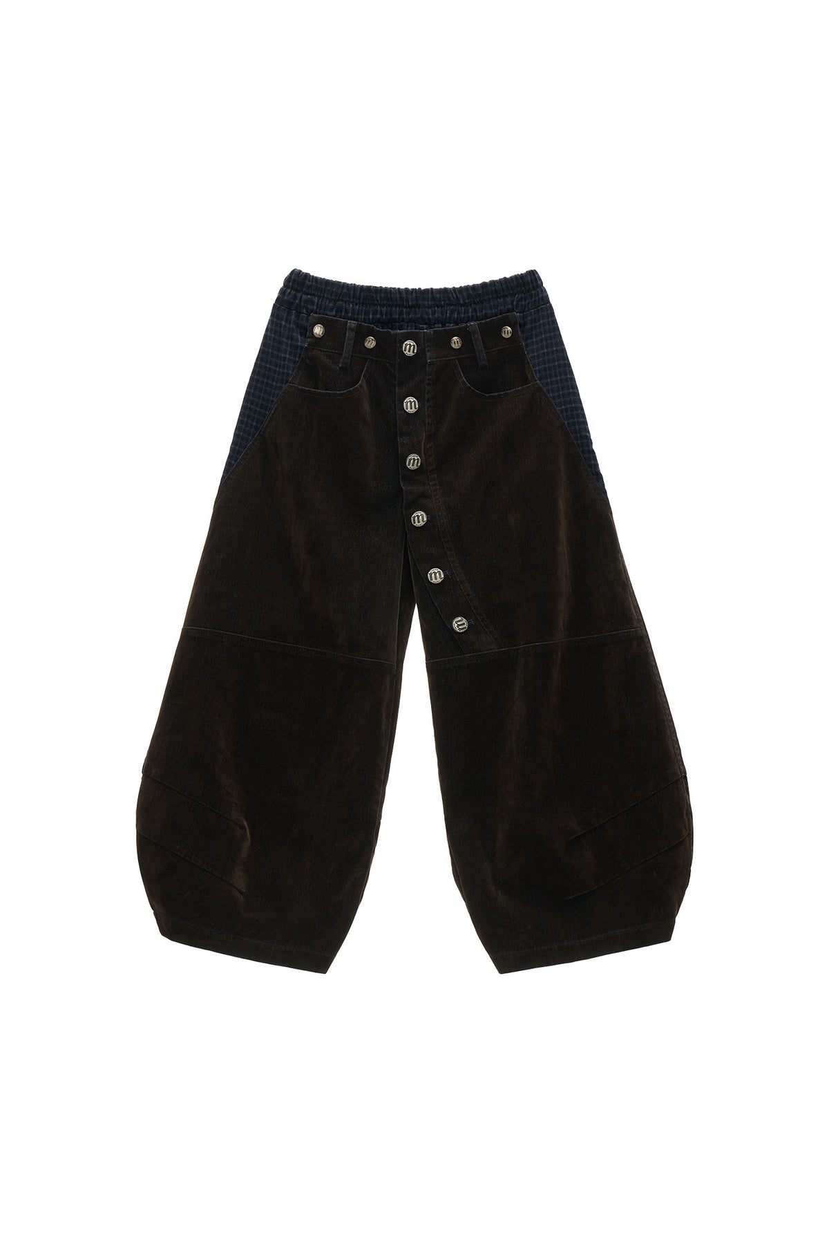 Jeans cropped a quadri con applicazioni floccate e a toppe