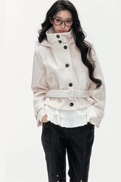 Quilted Woolen Hooded Jacket