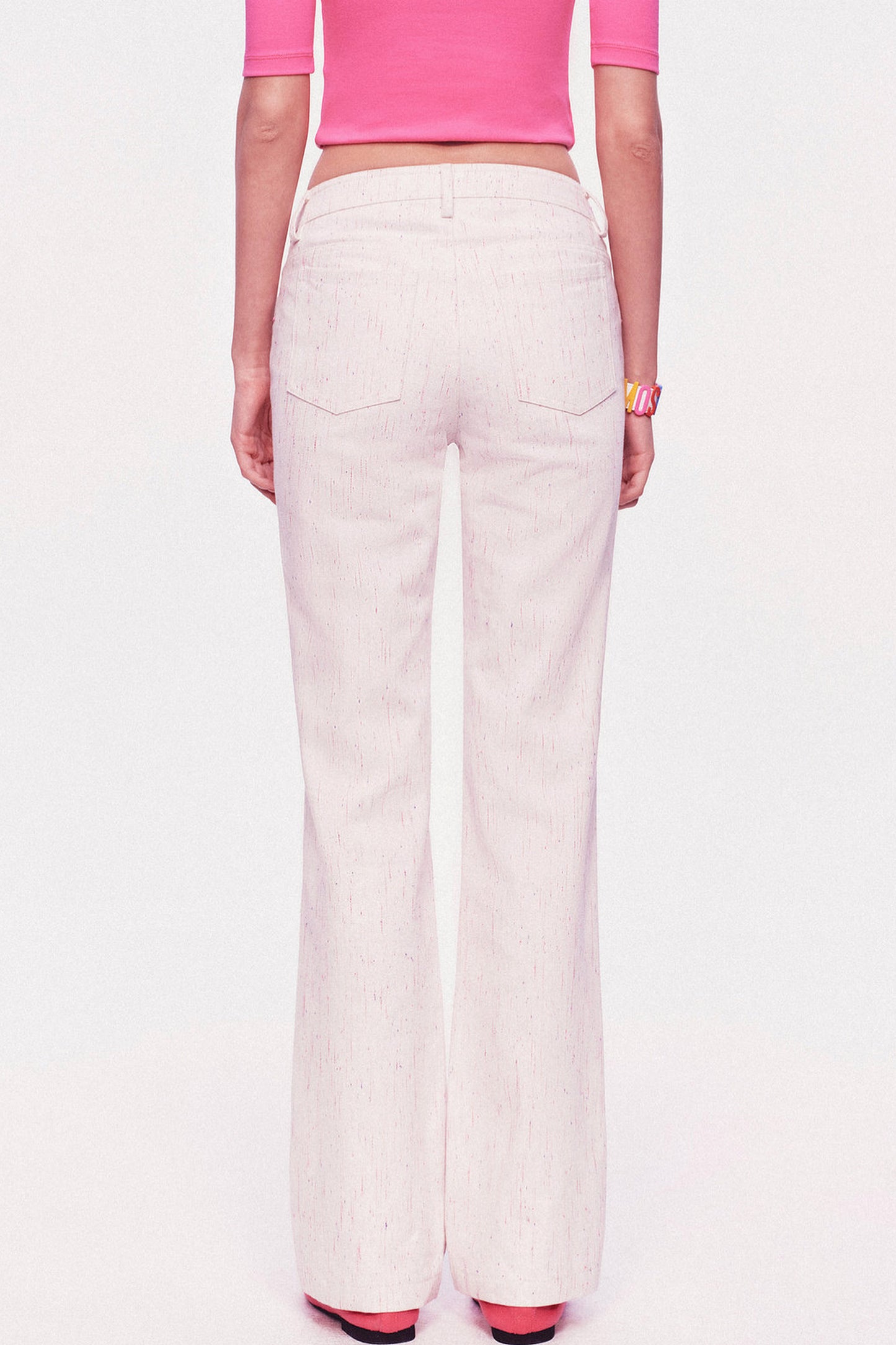 Pastel Dot All-Cotton Low-Waist Flared Jeans