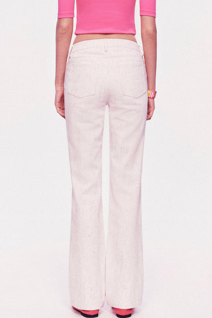 Pastel Dot All-Cotton Low-Waist Flared Jeans