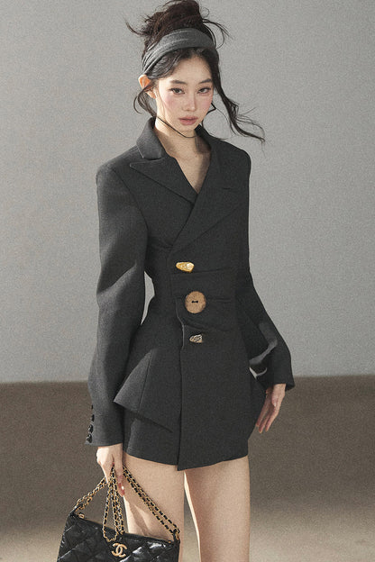 Dark Rock Gray Blazer and Shorts Set-Up