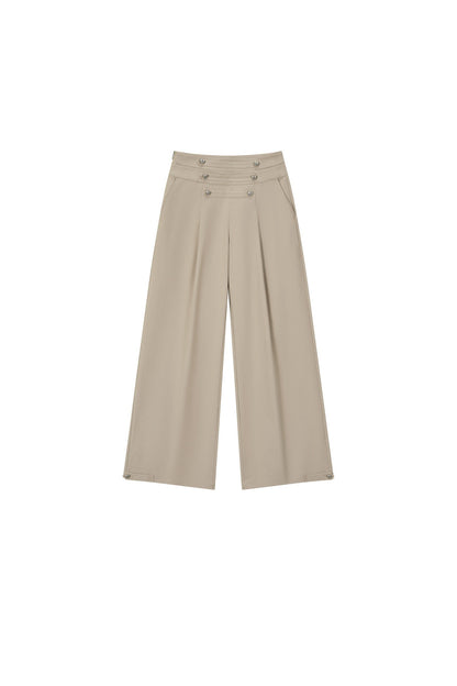 Pleated Heart Button Pants