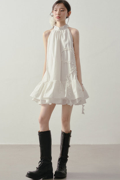 Heart Ruffle Sleeveless Halter Dress