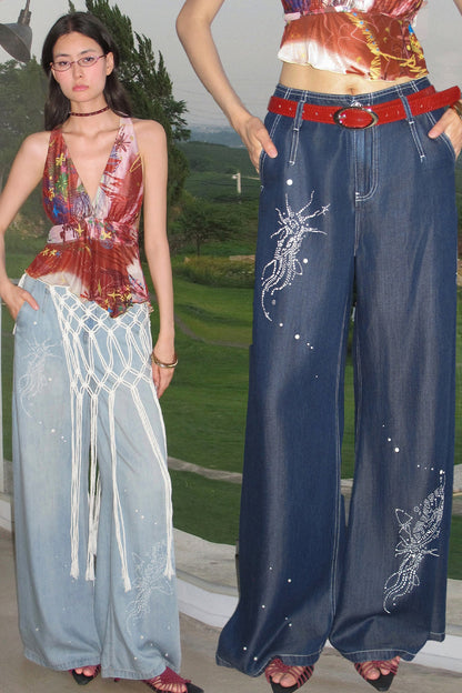 Meteor Pearl Rhinestone Totem Jeans
