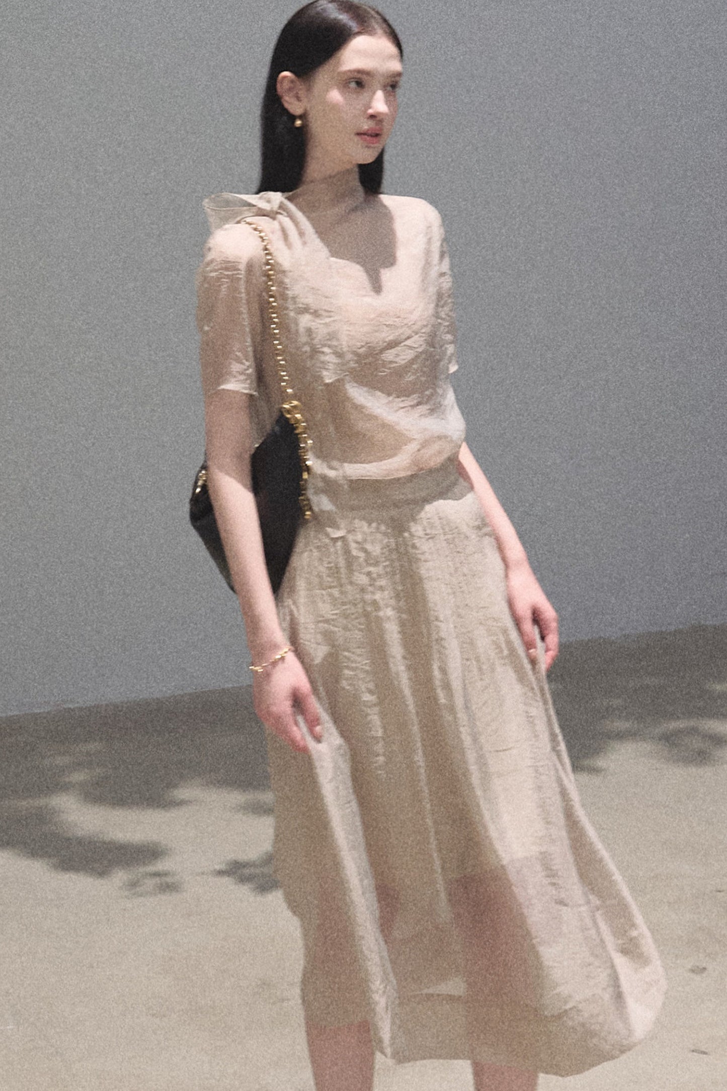 Chiffon Blouse and Pleated Skirt Set-Up