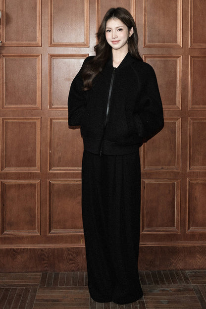 Loose Wool Blend Stand Collar Jacket