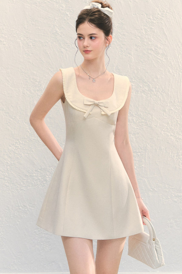 U-Neck Bow Collar Sleeveless Dress