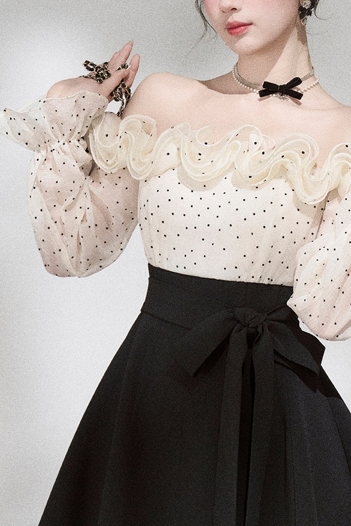 Ruffle Off-Shoulder Long Sleeve Dress