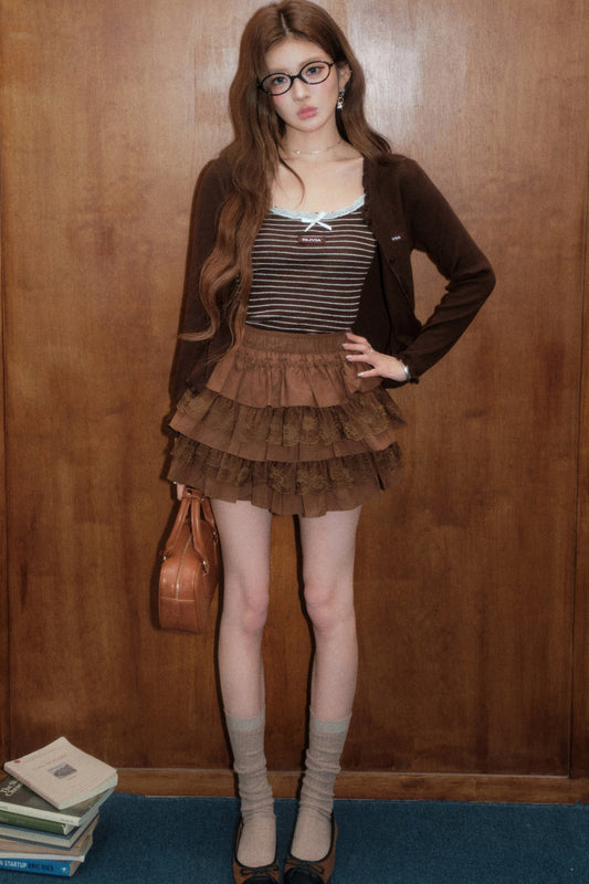 High-Waisted Lace Tiered Skirt Set-Up